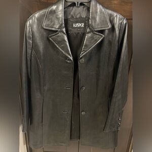 Kasper Black Leather Jacket Sz L